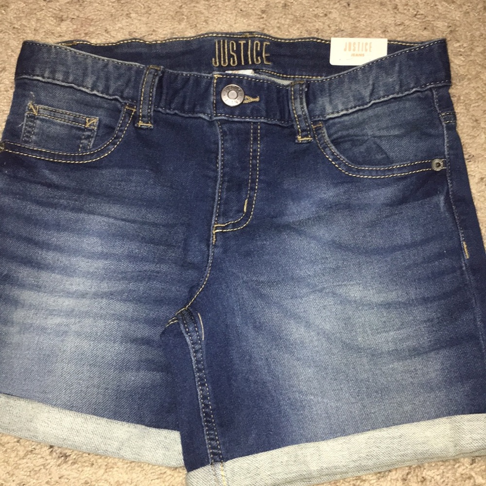 Justice mid-thigh Jean shorts, soft and stretchy